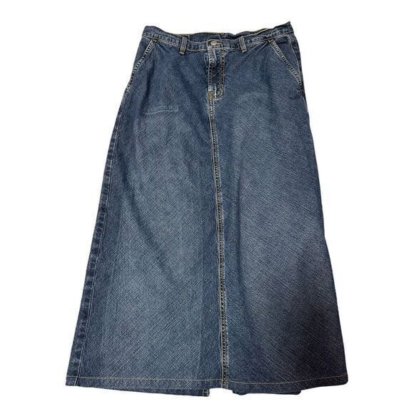 Vintage Ralph Lauren Long Denim Jean‎ Bias Y2K Maxi Skirt Size 8 - Picture 1 of 9